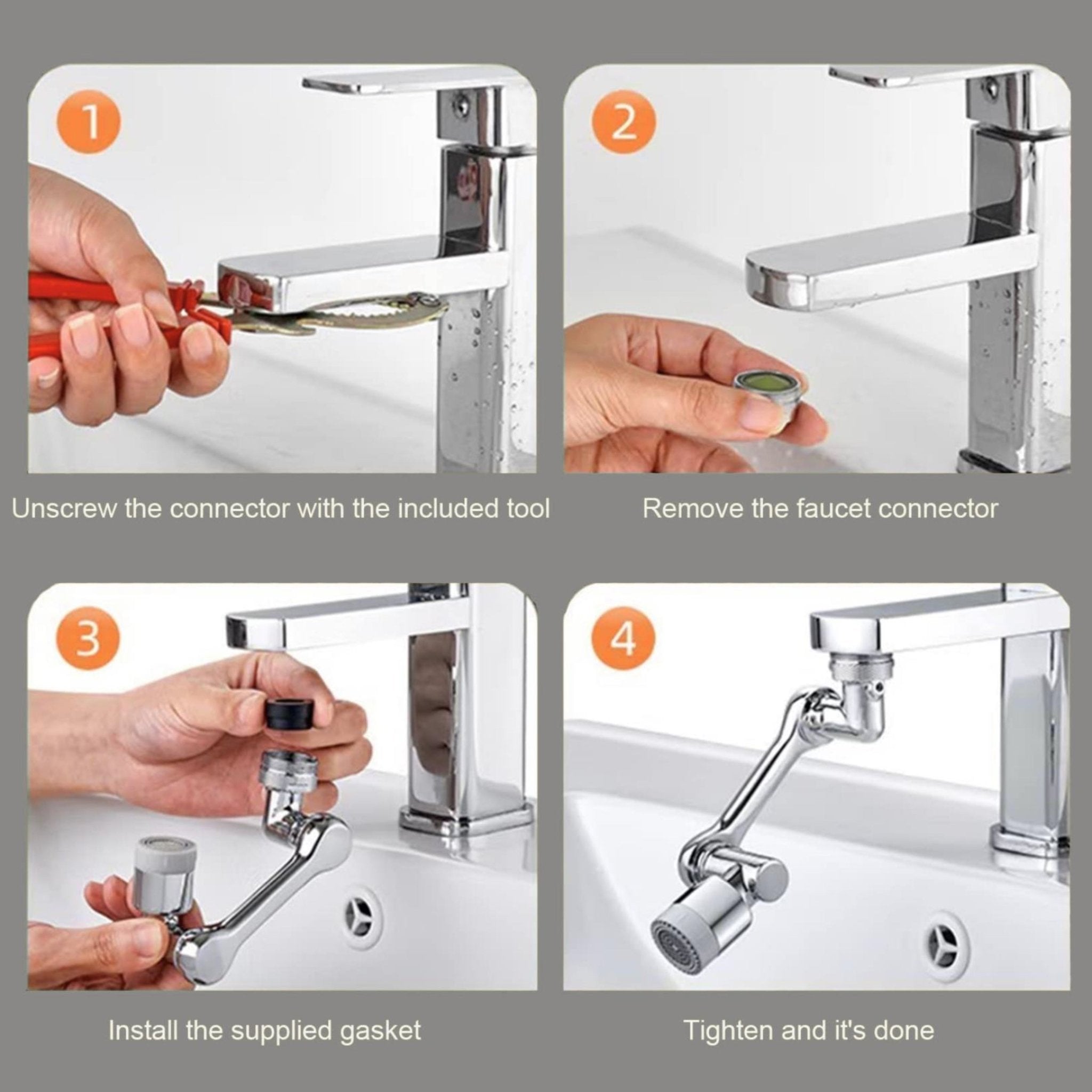 1080° Swivel Faucet Aerator Rotatable Multi-Functional with 2 Modes (Full Brass) - by Kamal - Kamal Bathware