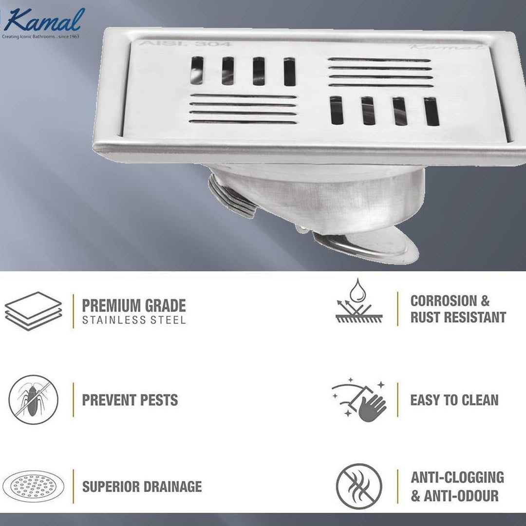 Kubix Cockroach Trap | SS 304 Grade Floor Drain Jali with Collar - by Kamal