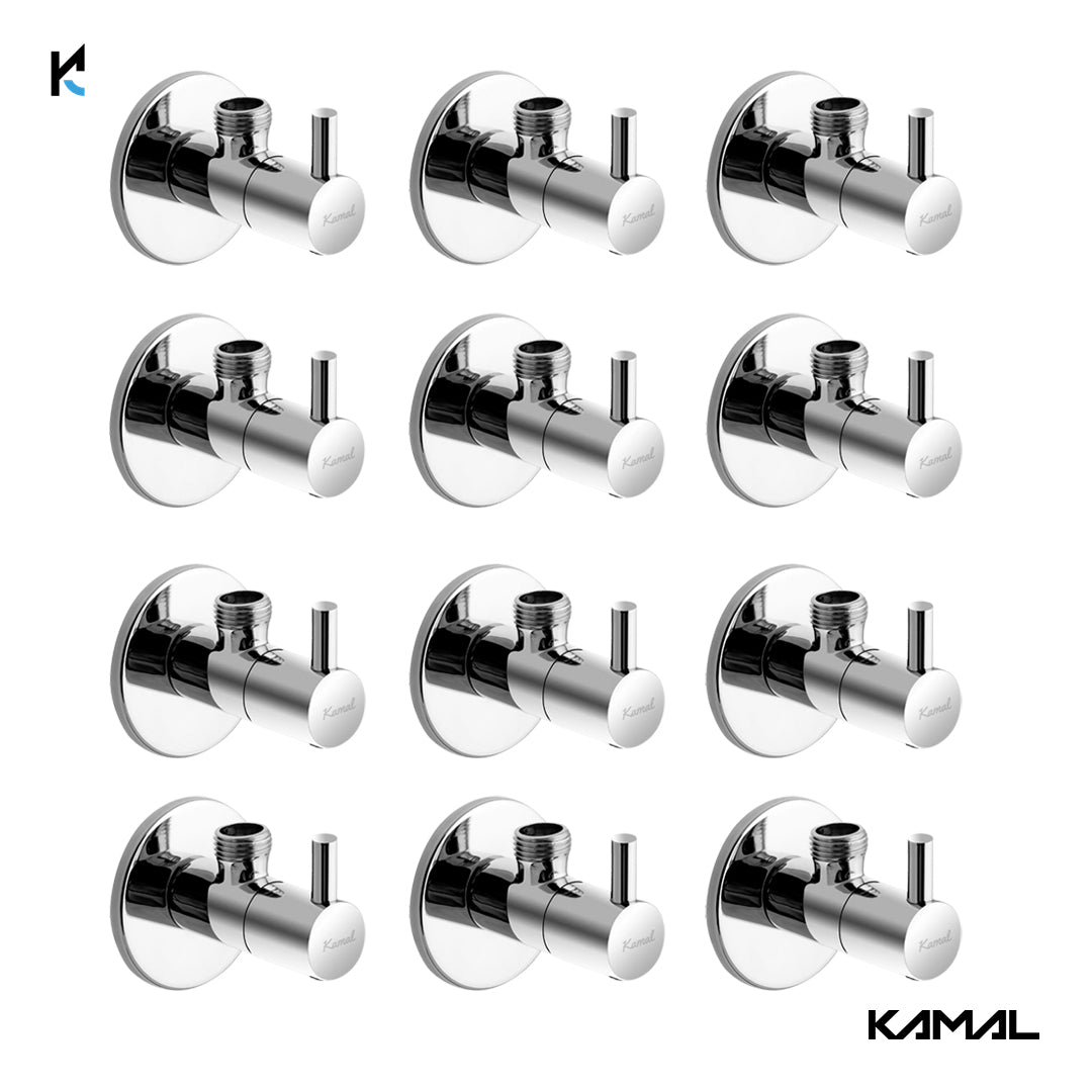 FLT Angle Valve with Wall Flange (Full Brass) - by Kamal