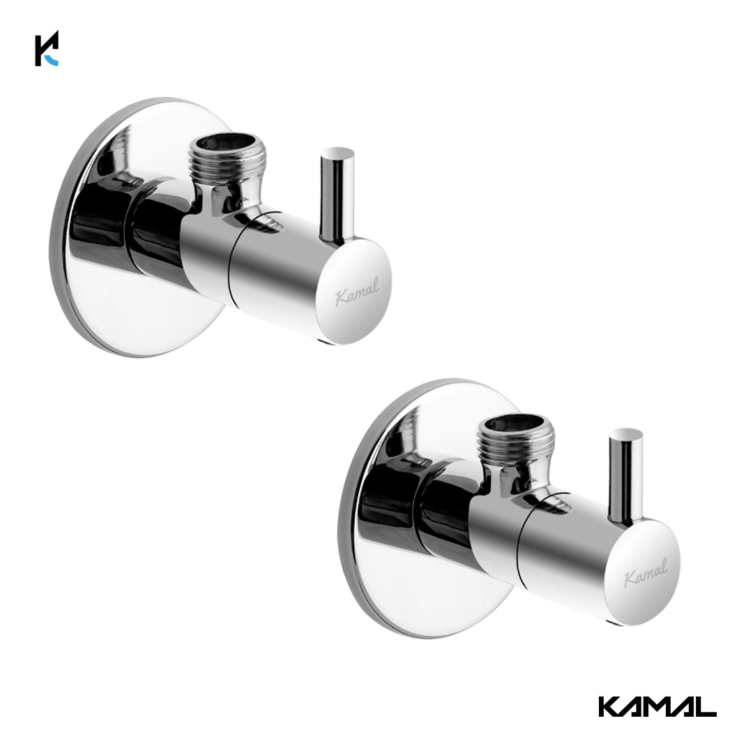 FLT Angle Valve with Wall Flange (Full Brass) - by Kamal
