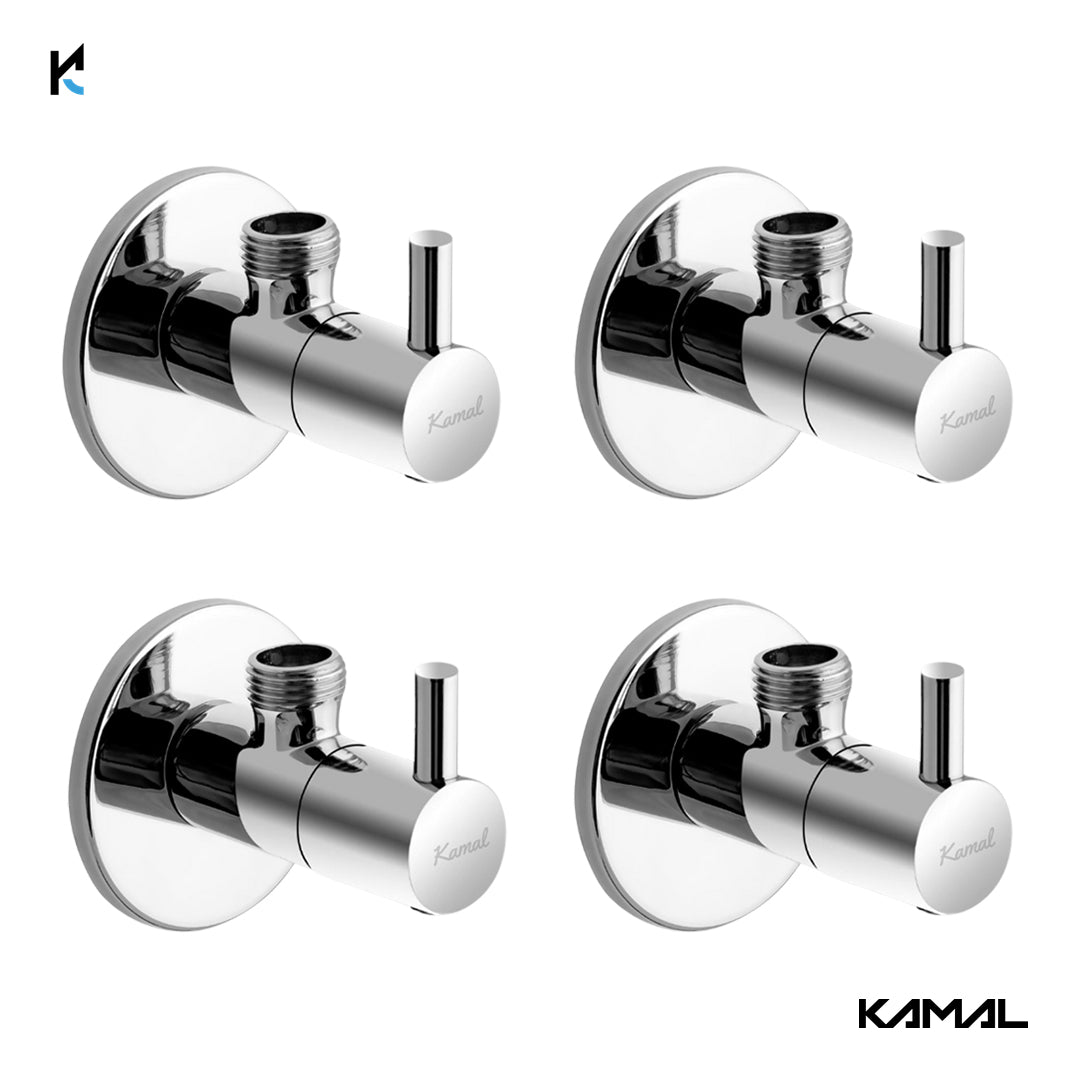 FLT Angle Valve with Wall Flange (Full Brass) - by Kamal