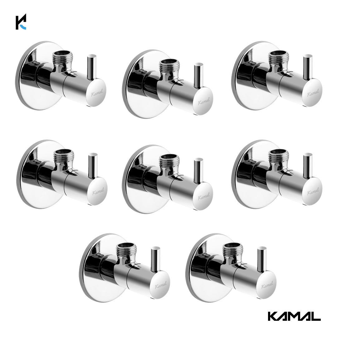 FLT Angle Valve with Wall Flange (Full Brass) - by Kamal