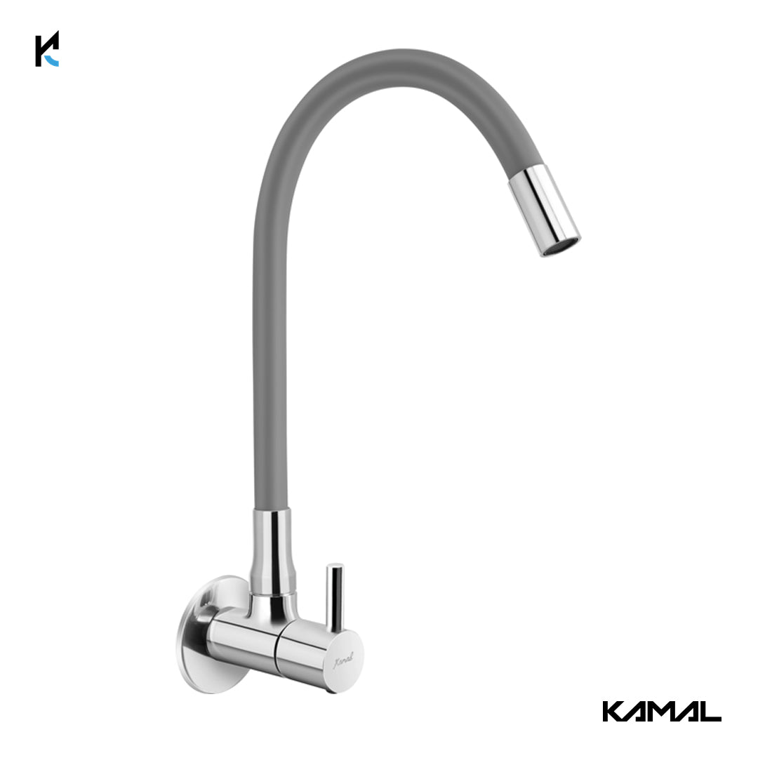 FLT Sink Tap with Onyx 360 Degree Fully Flexible Spout (Brass & Silicone) - by Kamal