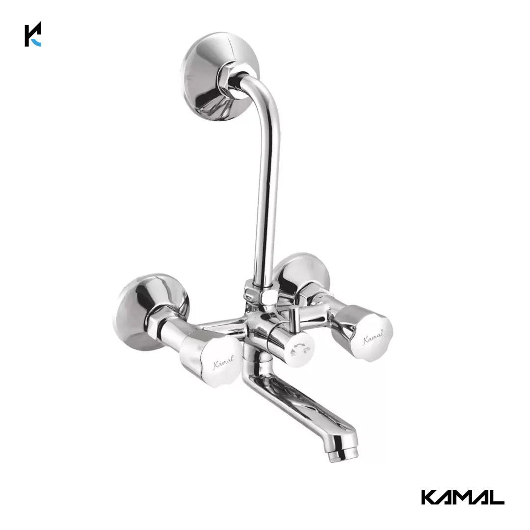 Contessa Neo Wall Mixer with L Bend Pipe (Full Brass) - by Kamal