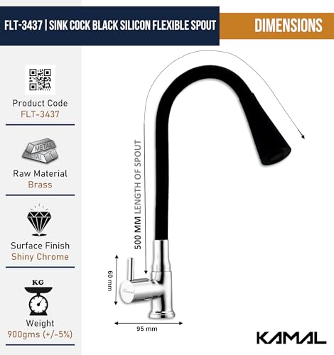 FLT Swan Neck Sink Tap (Brass & Silicone) - by Kamal