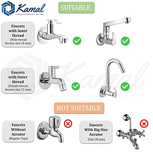 360ยฐ Flexible Faucet Extension SS 304 Dual Flow Shower & Aerator Mode (ABS & SS Steel) - by Kamal