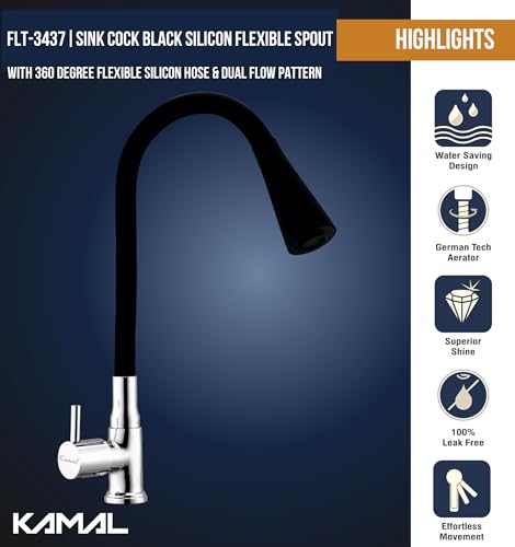 FLT Swan Neck Sink Tap (Brass & Silicone) - by Kamal