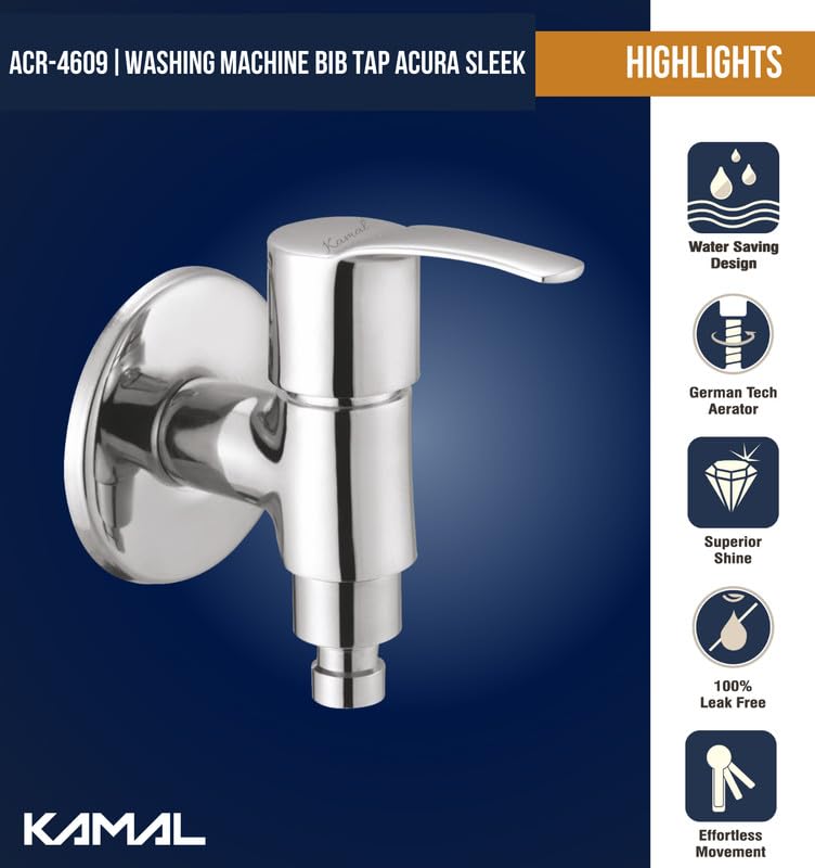 Acura Sleek Washing Machine Bib Tap (Full Brass) - by Kamal