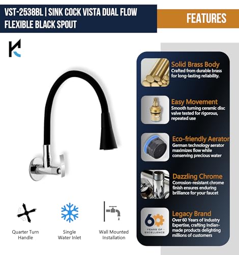 Vista Flexo Play Flexible Sink Faucet (Brass & Silicone) - by Kamal