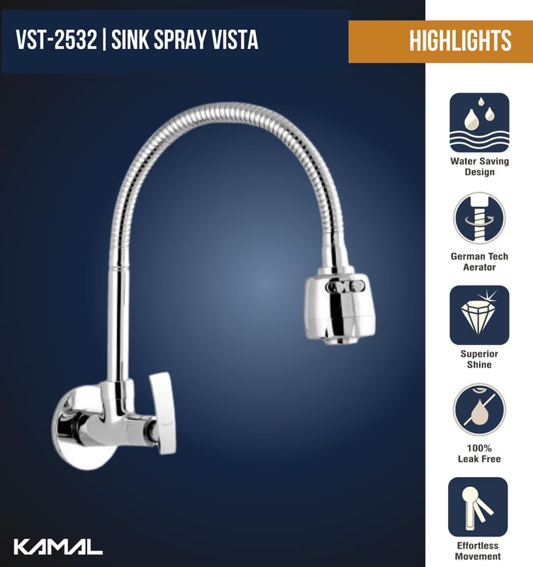Vista Sink Spray Tap (Brass & SS Steel) - by Kamal