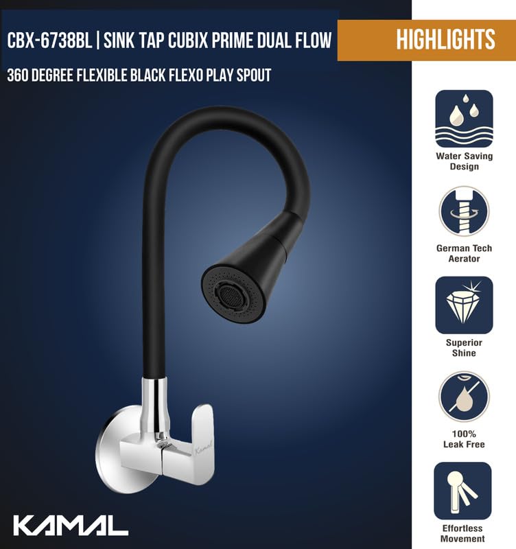 Cubix Prime Sink Tap (Brass & Silicone) - by Kamal