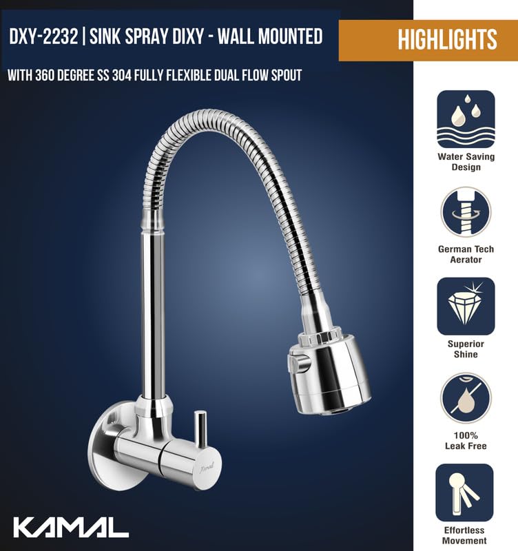 Dixy Brass Sink Spray (Brass & SS Steel) - by Kamal