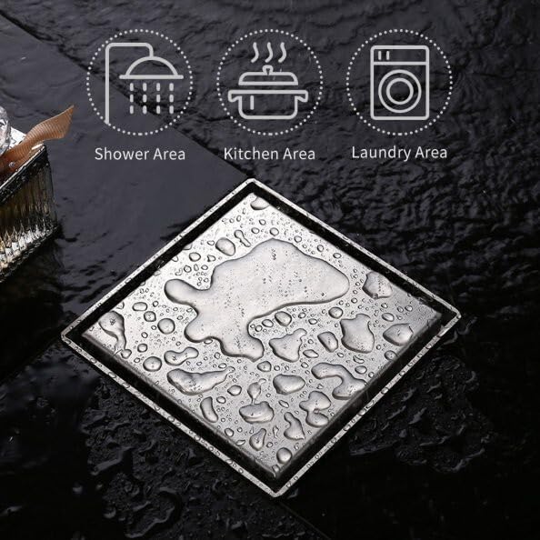 Square Tile Gratings Floor Drain Jali with Collar - by Kamal