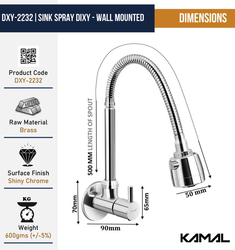 Dixy Brass Sink Spray (Brass & SS Steel) - by Kamal