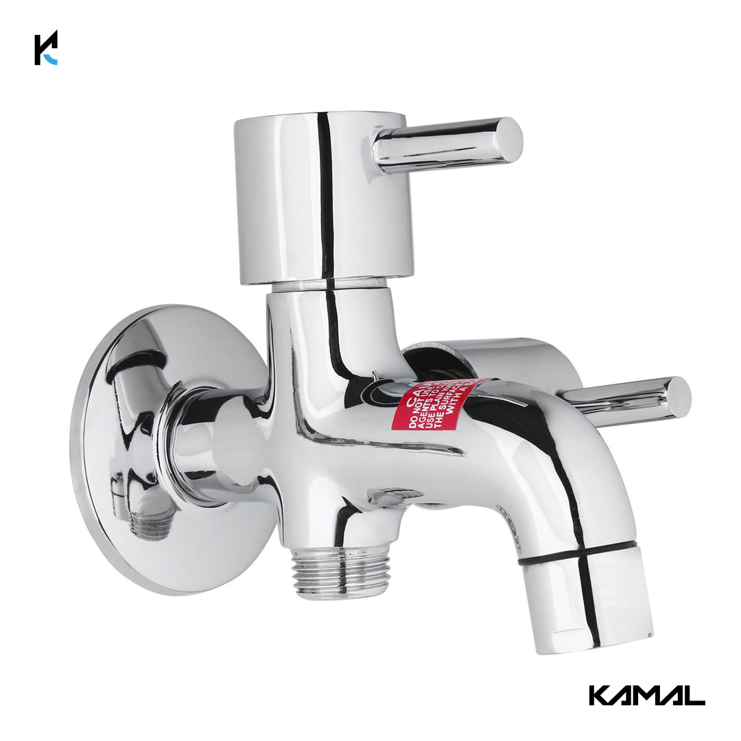 Robin Two in One Bib Tab Brass Faucet with Wall Flange (Full Brass) - by Kamal