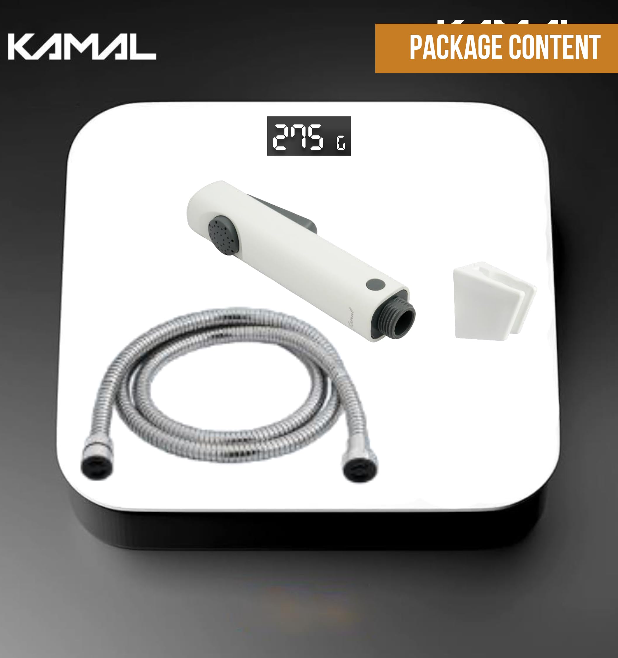 Moonstone Premium Health Faucet with 1 Mtr Stainless Steel Flexible Shower Hose & Wall Hook - by Kamal
