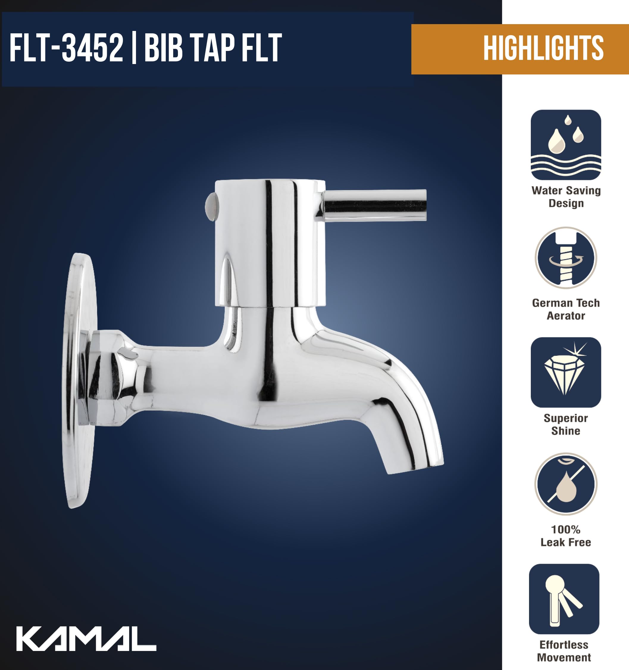 FLT Bib Tap (Full Brass) - by Kamal