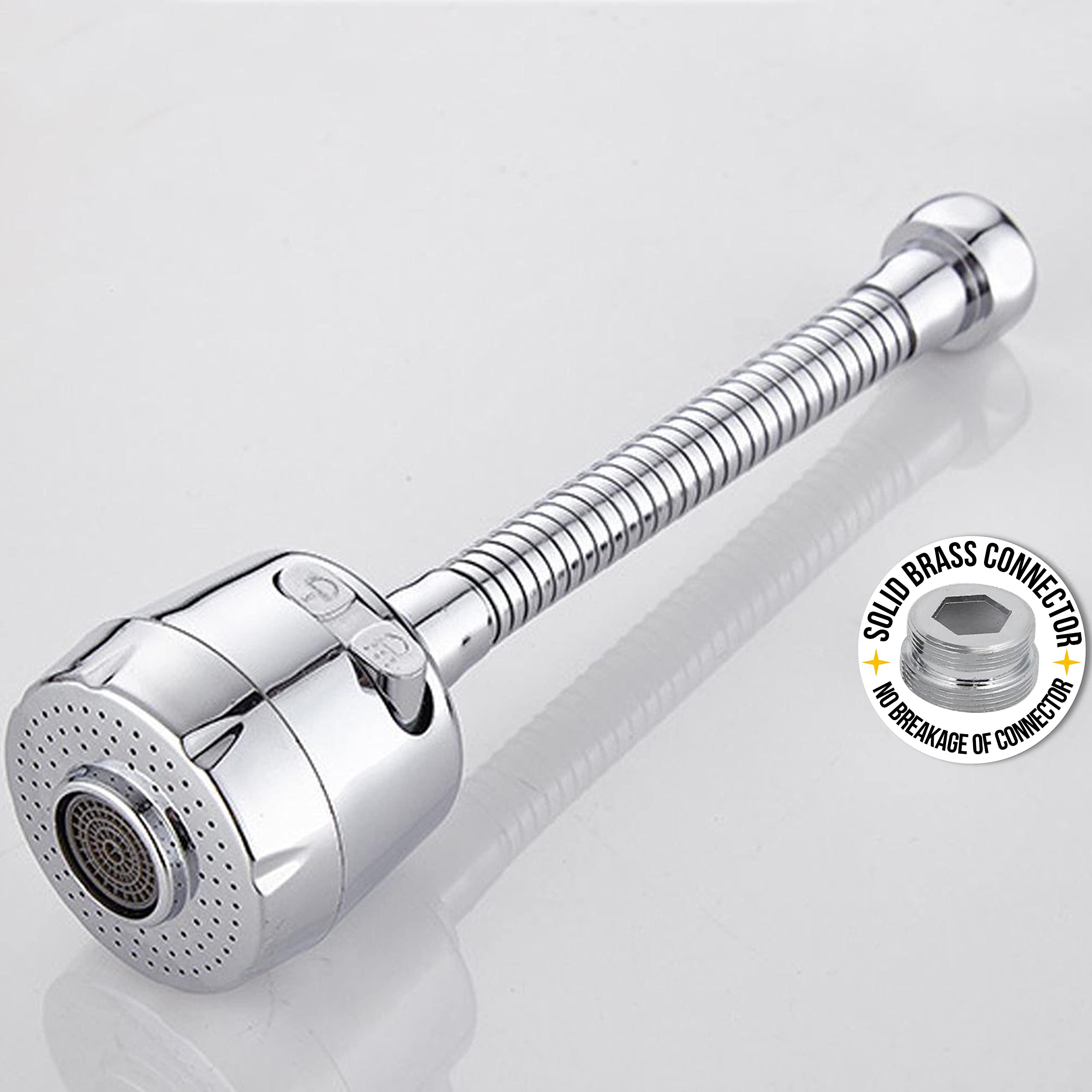 360ยฐ Flexible Faucet Extension SS 304 Dual Flow Shower & Aerator Mode (ABS & SS Steel) - by Kamal