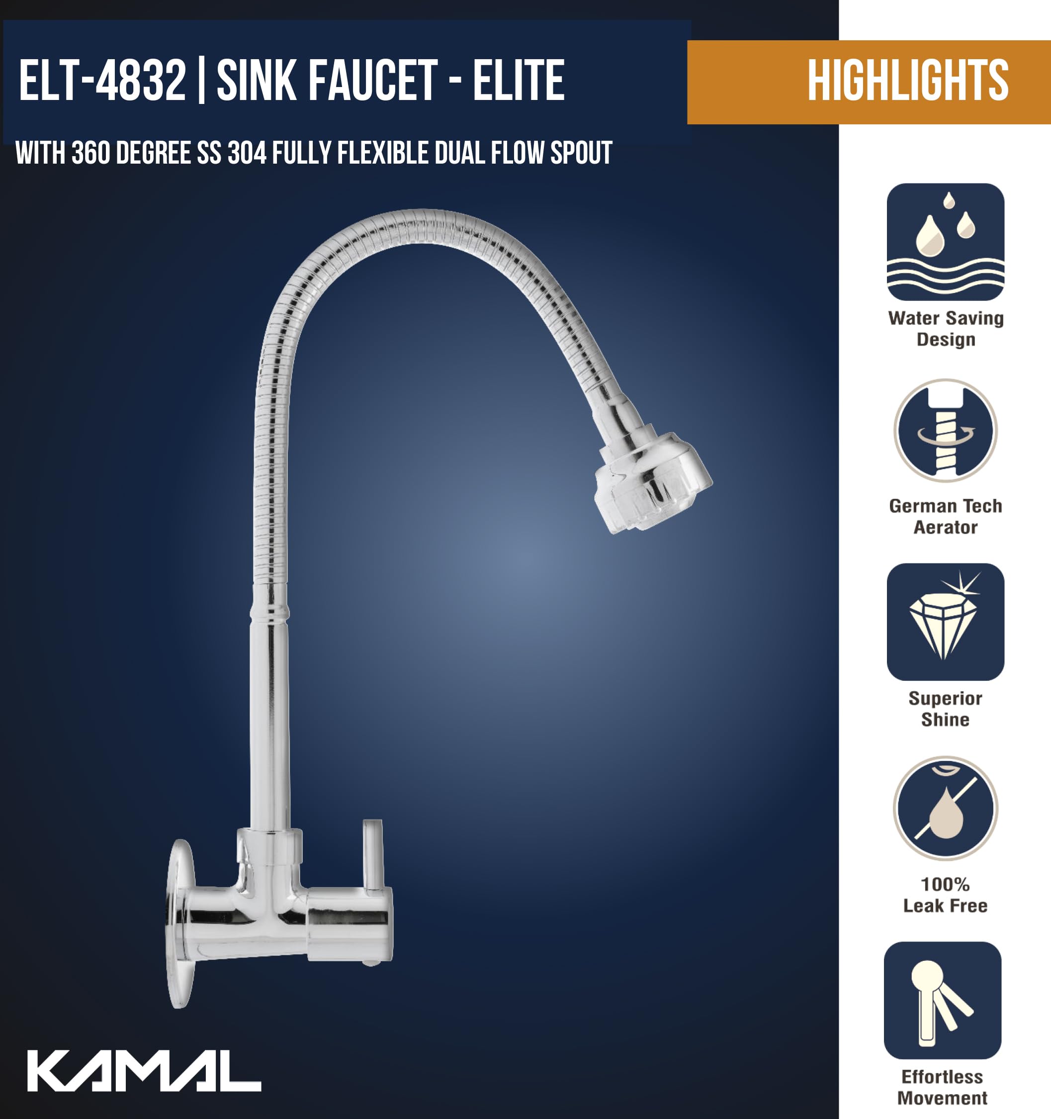 Elite Sink Spray Tab (Brass & SS Steel) - by Kamal
