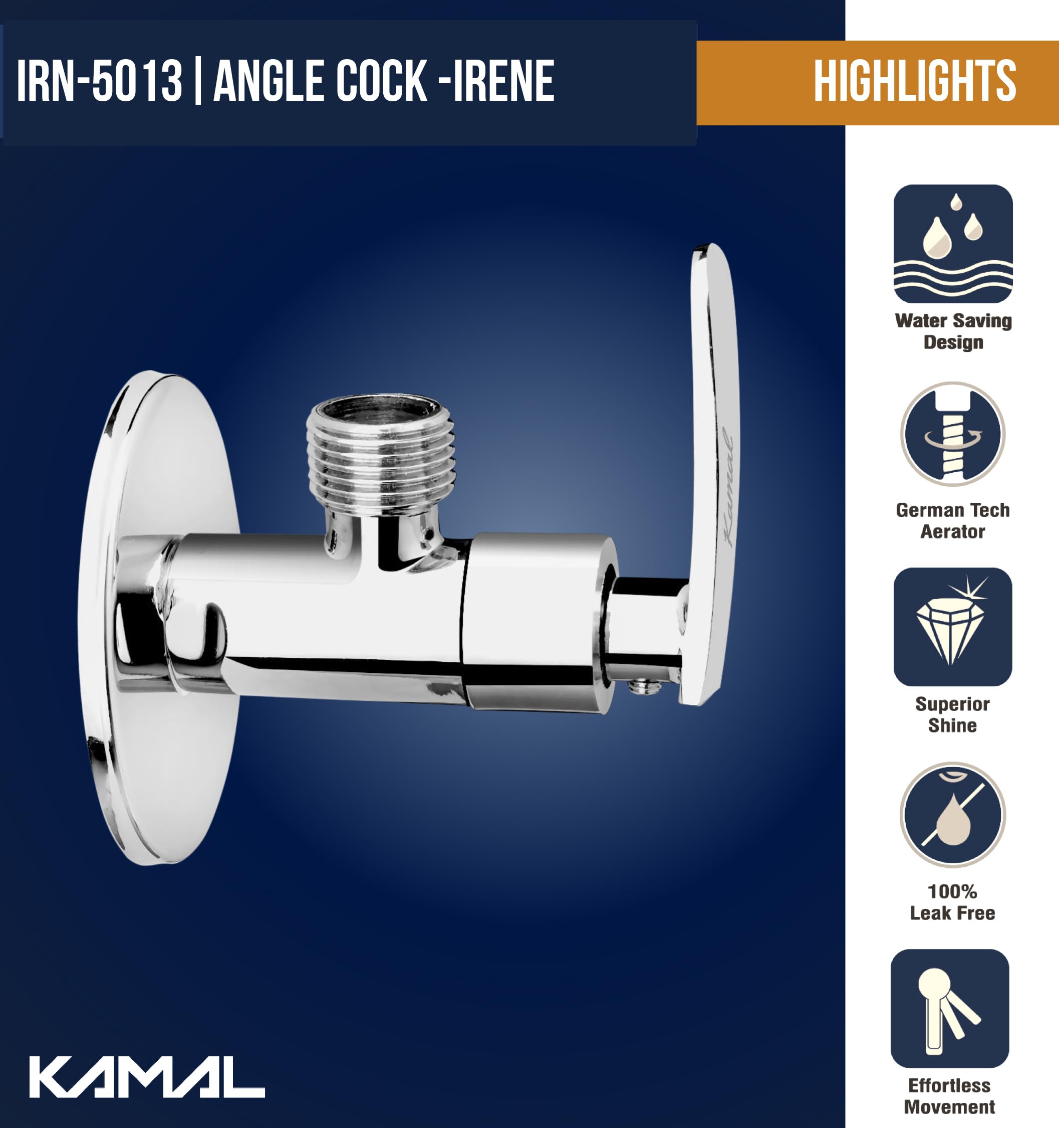 Irene Angle Valve (Full Brass) - by Kamal