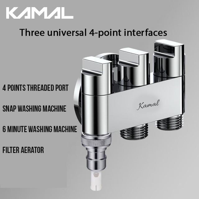 Three Way Brass Angle Valve Apollo 3 Way Control Tap for Bathroom (Full Brass) - by Kamal