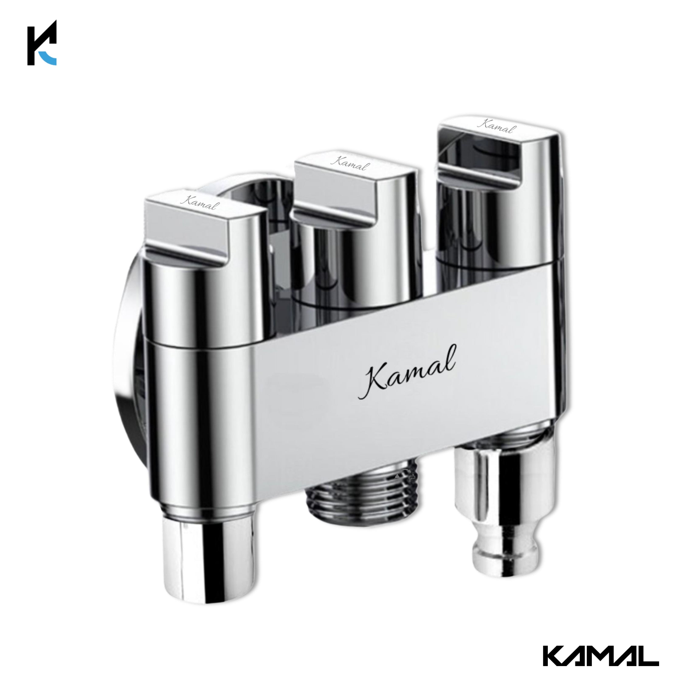 Apollo Three in One Angle Valve with Wall Flange (Full Brass) - by Kamal