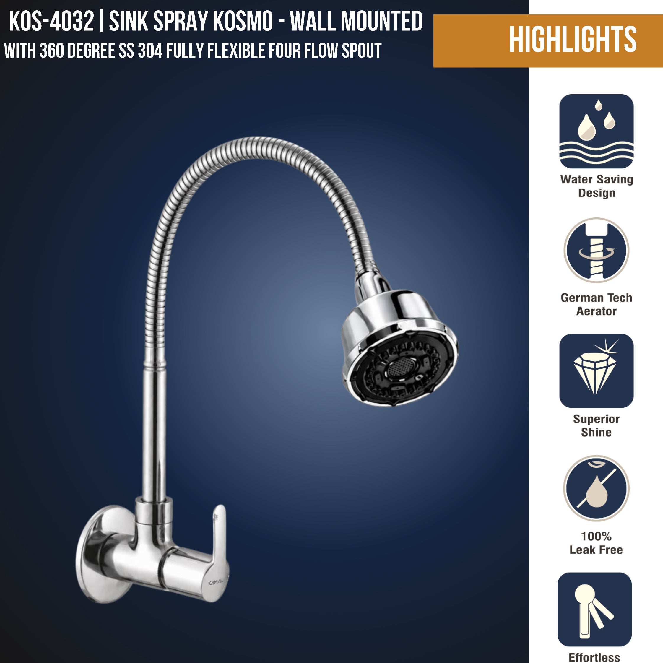 Kosmo Dual Flow Heavy Brass Body Sink Tap - by Kamal