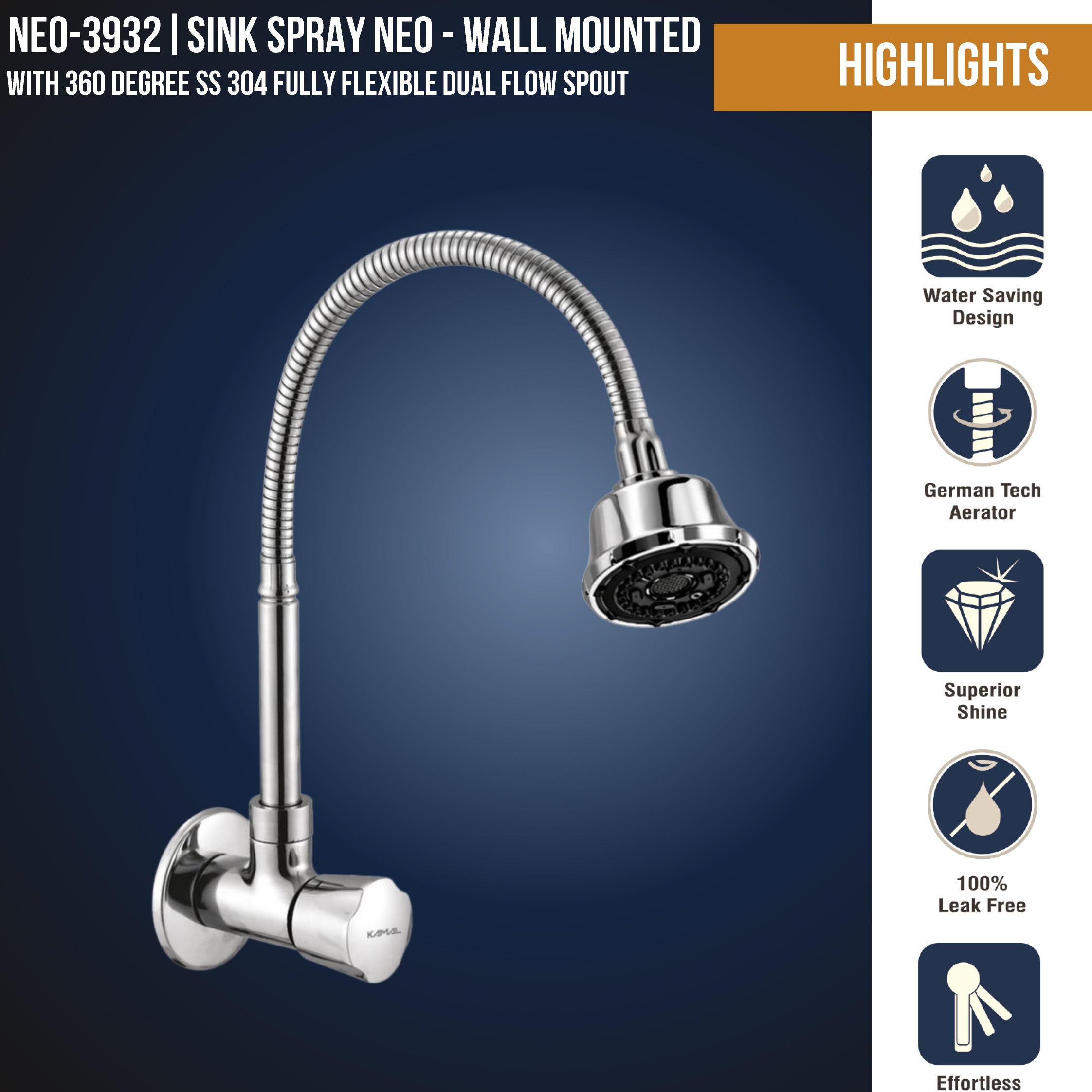 Neo Dual Flow Heavy Brass Body Sink Tap - by Kamal