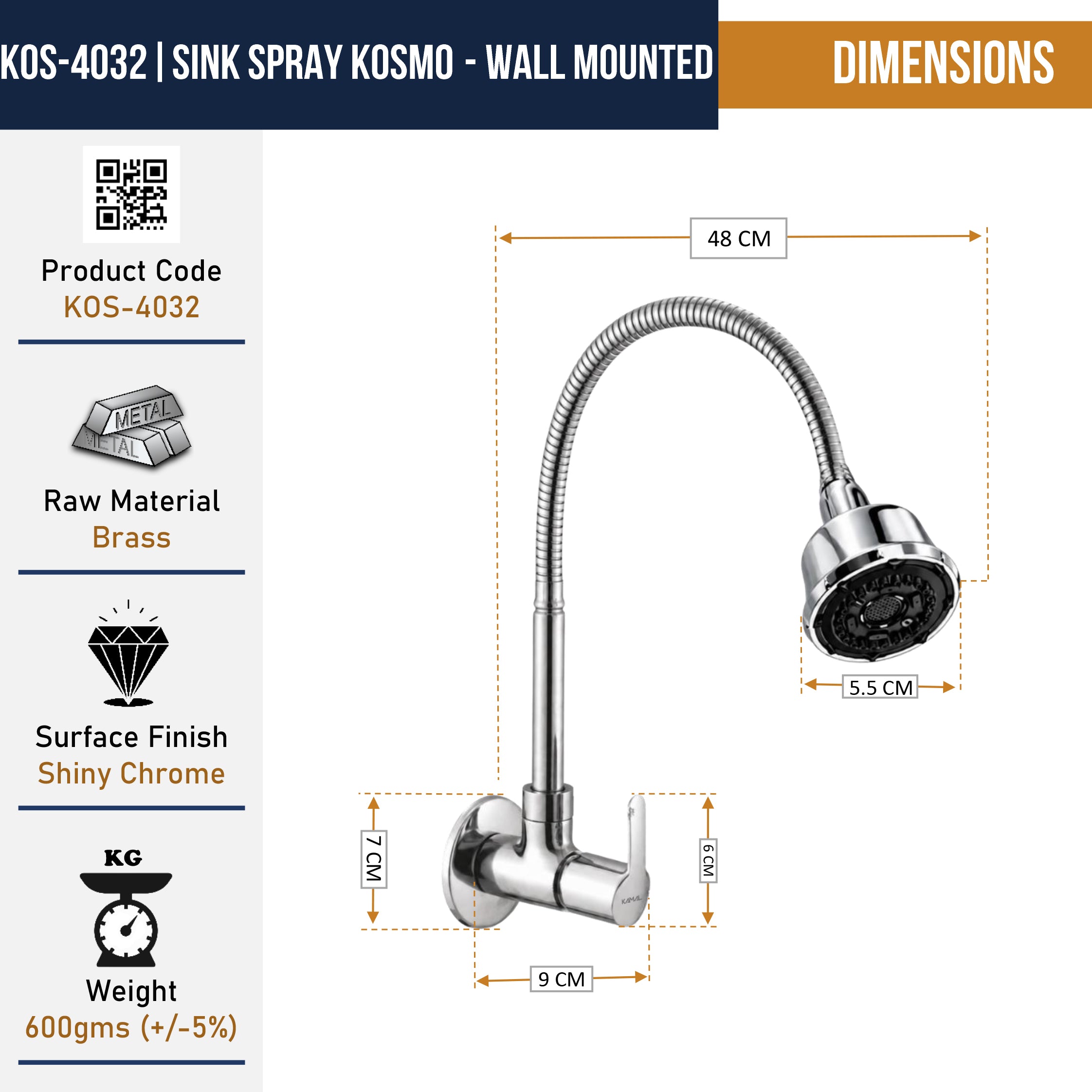 Kosmo Dual Flow Heavy Brass Body Sink Tap - by Kamal