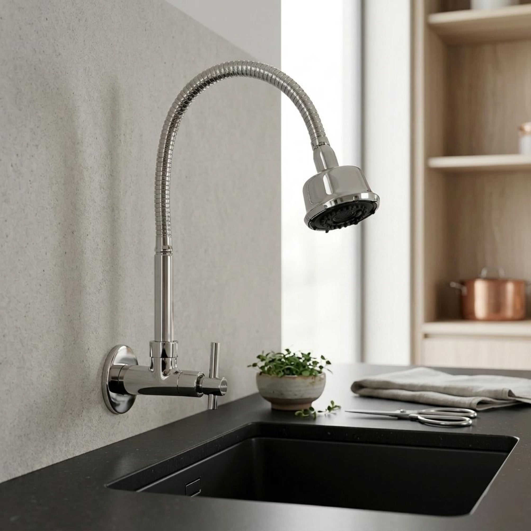 Tarim Dual Flow Wall Mounted Sink Tap - by Kamal