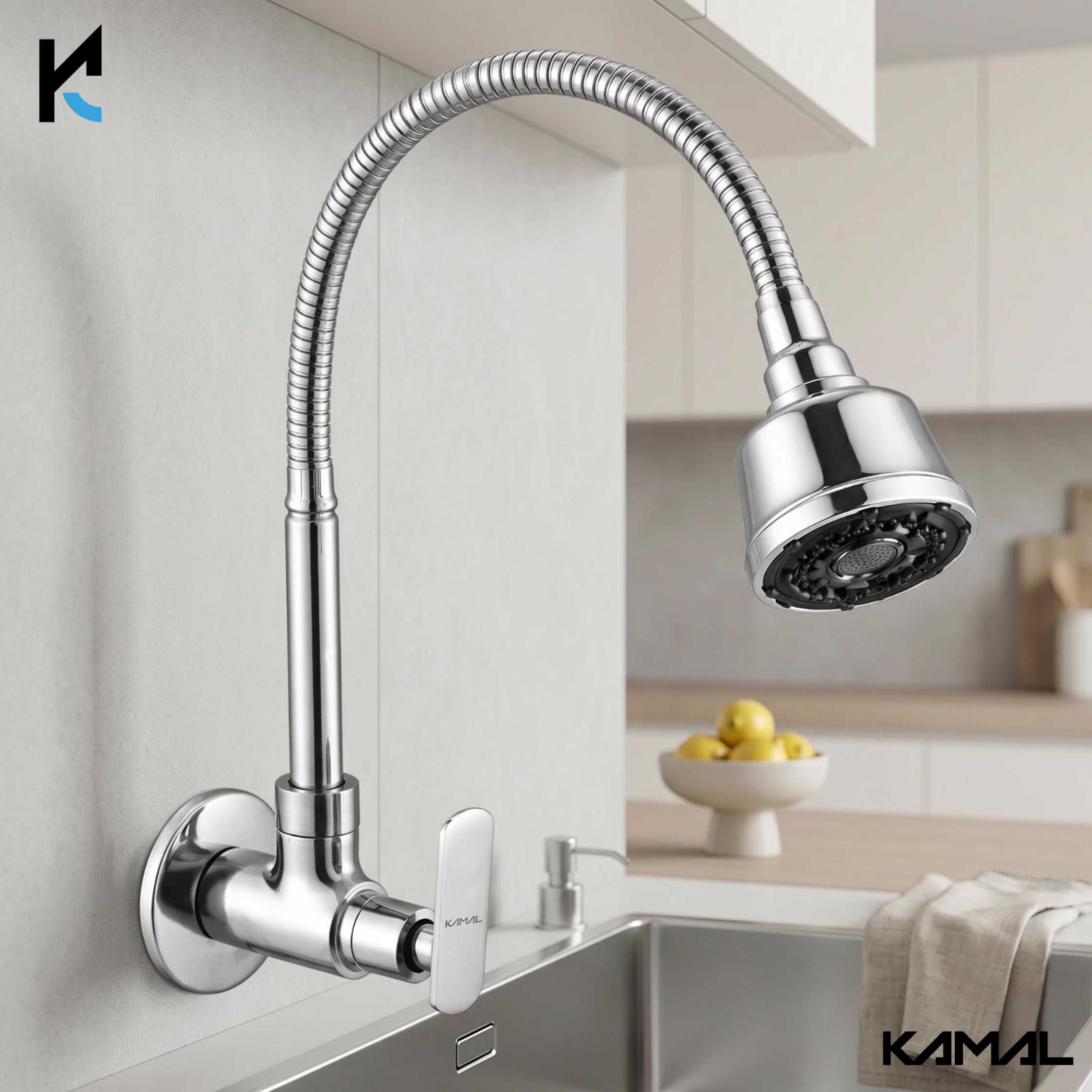 Galaxy Dual Flow Wall Mounted Sink Tap - by Kamal