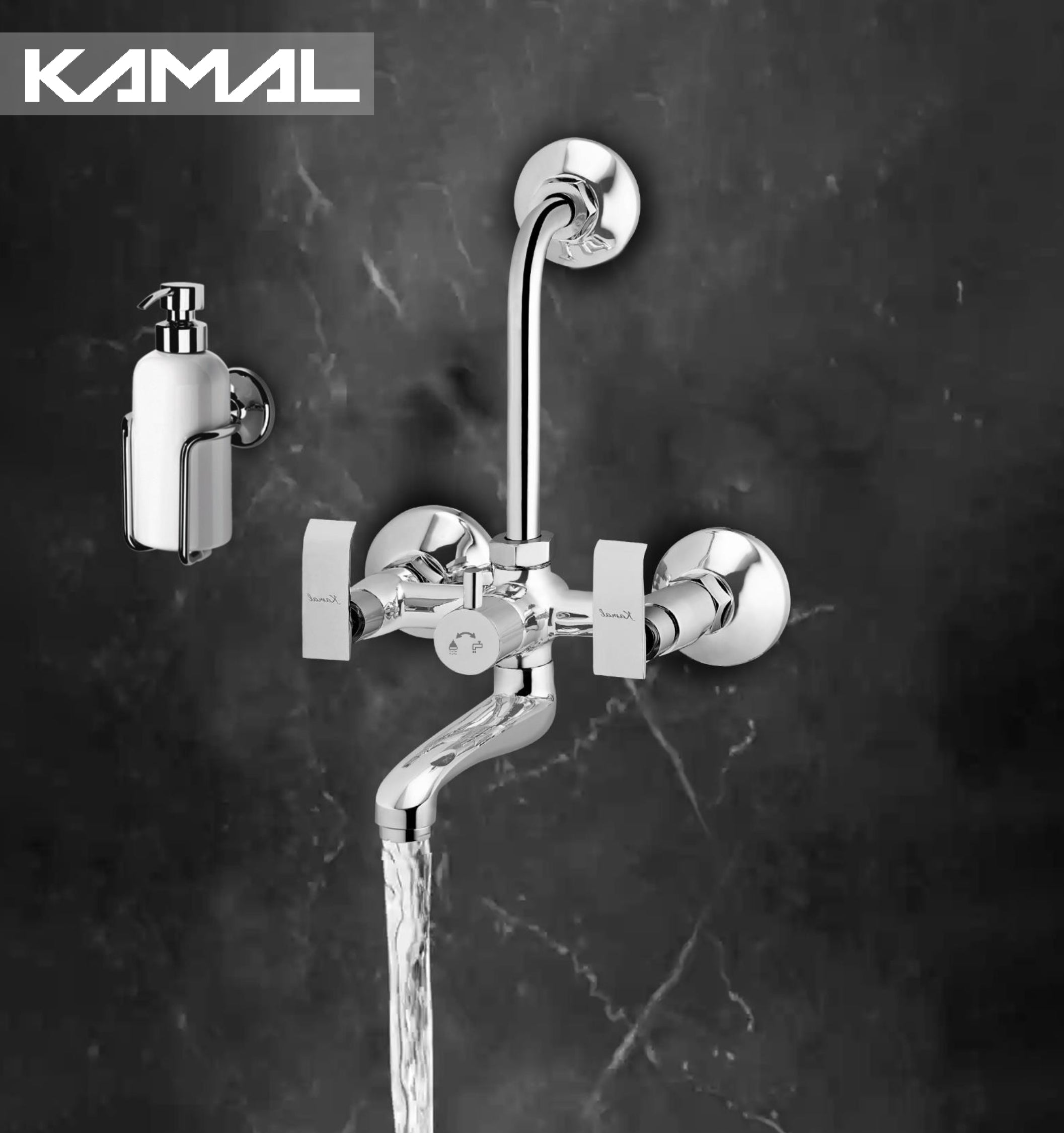 Orion Wall Mixer with L-Bend Pipe (Full Brass) - by Kamal