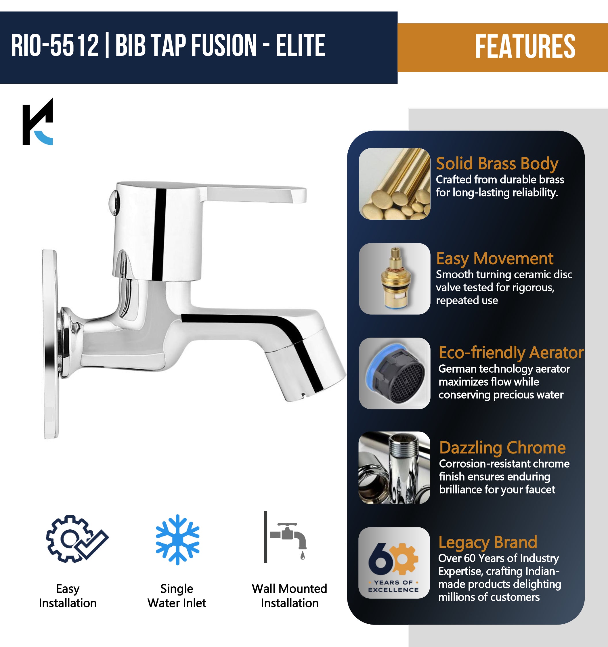 Rio Bib Tap (Full Brass) - by Kamal