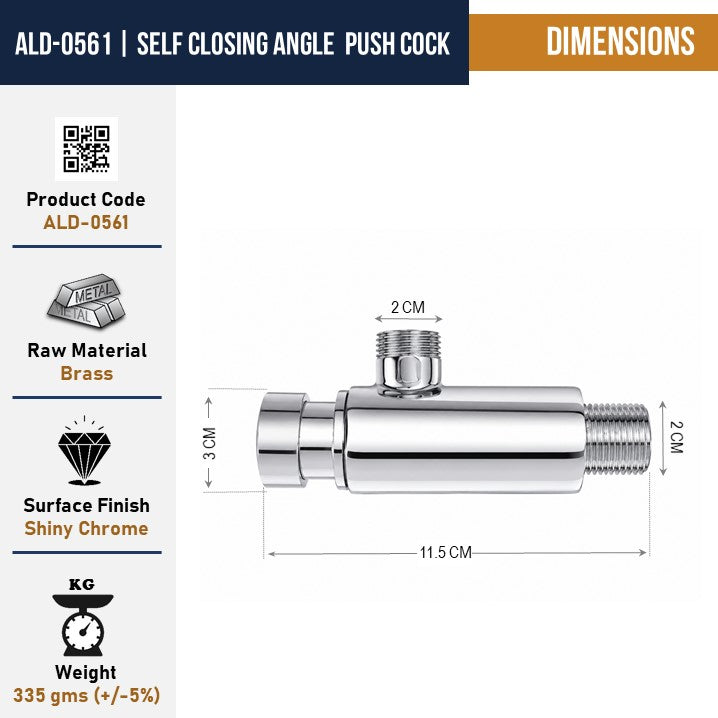 Self Closing Angle Valve (Full Brass) - by Kamal
