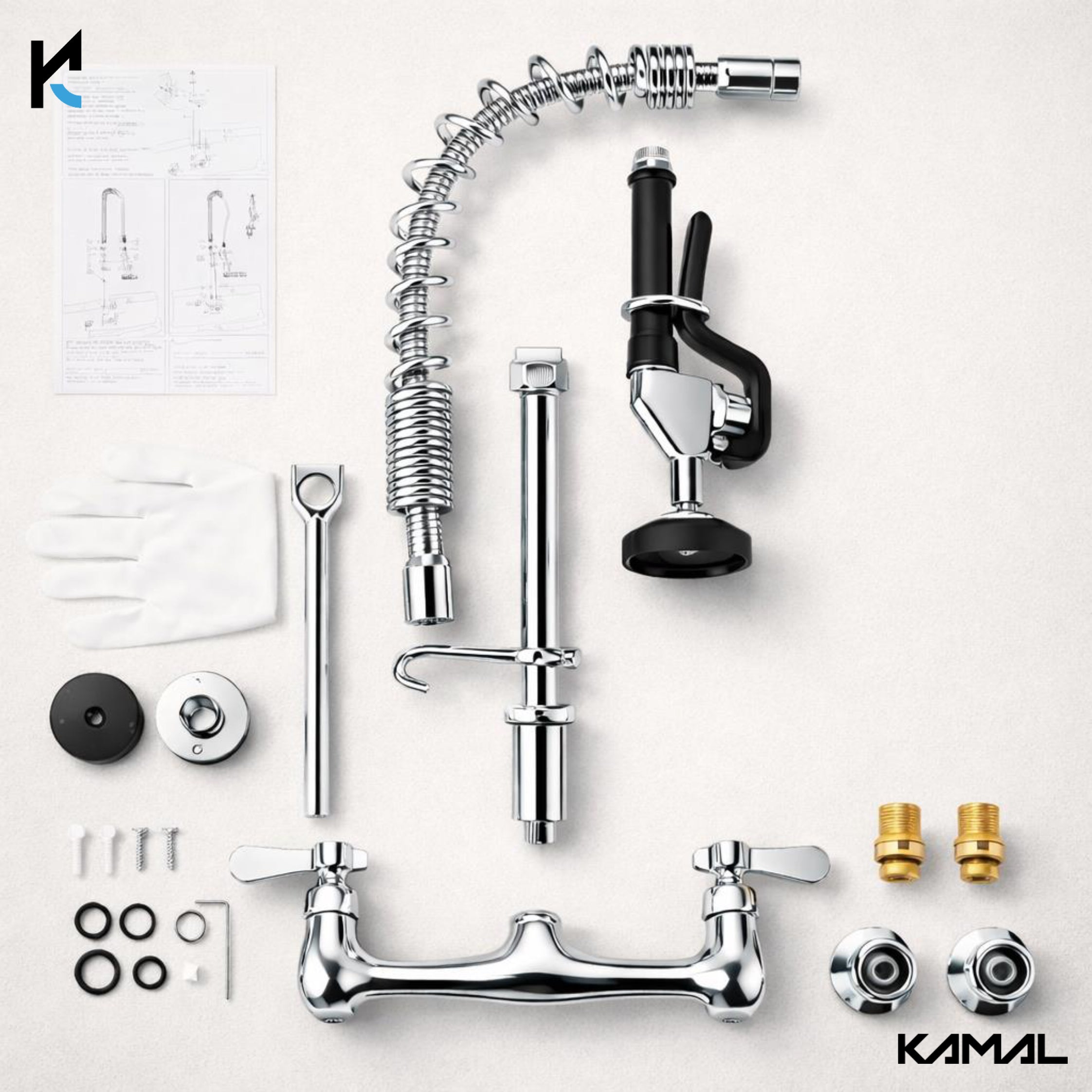 Commercial Pre Rinse Faucet with Sprayer - by Kamal