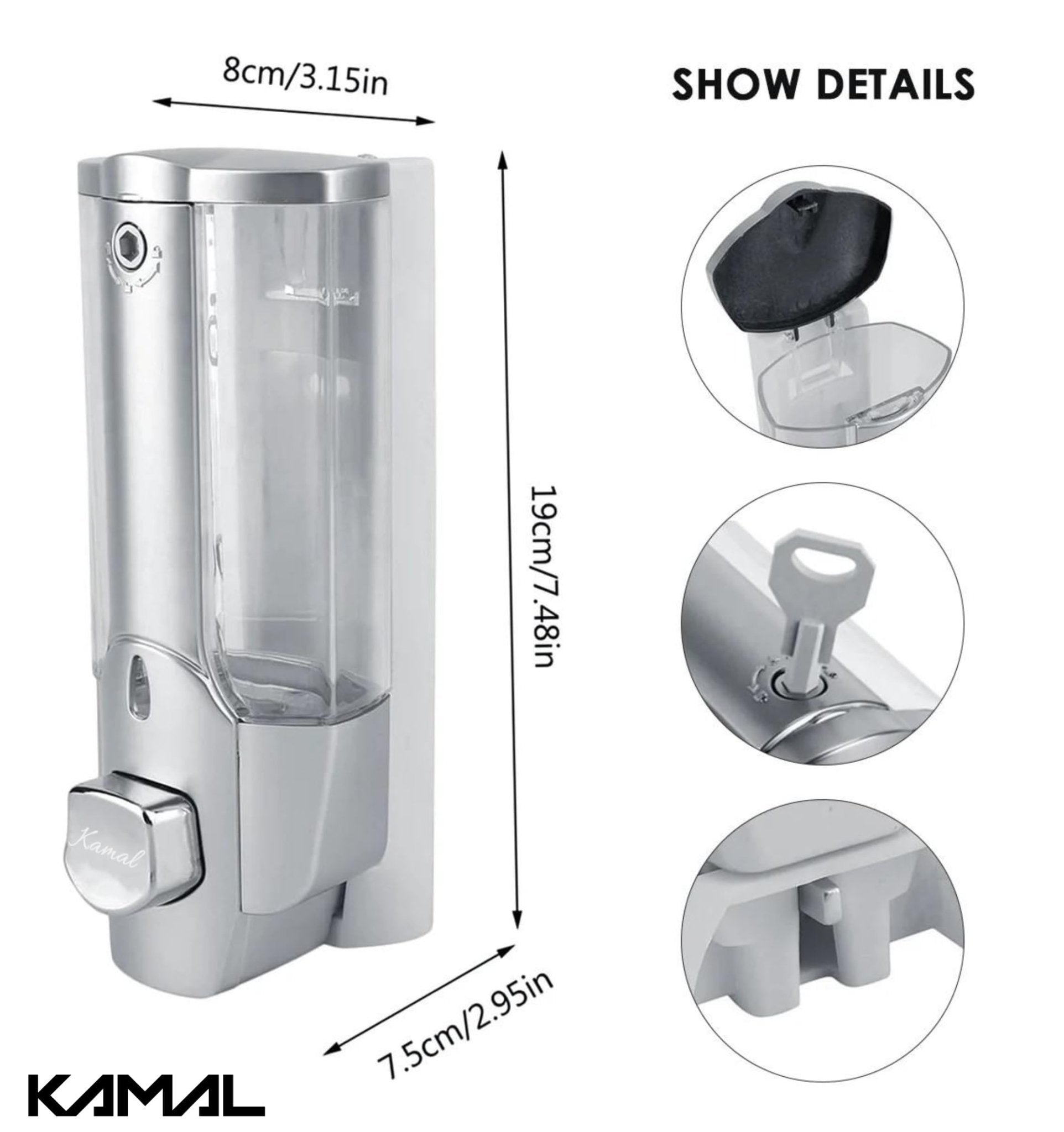 ABS Liquid Soap Dispenser Push Type - by Kamal - ABS - Kamal Bathware