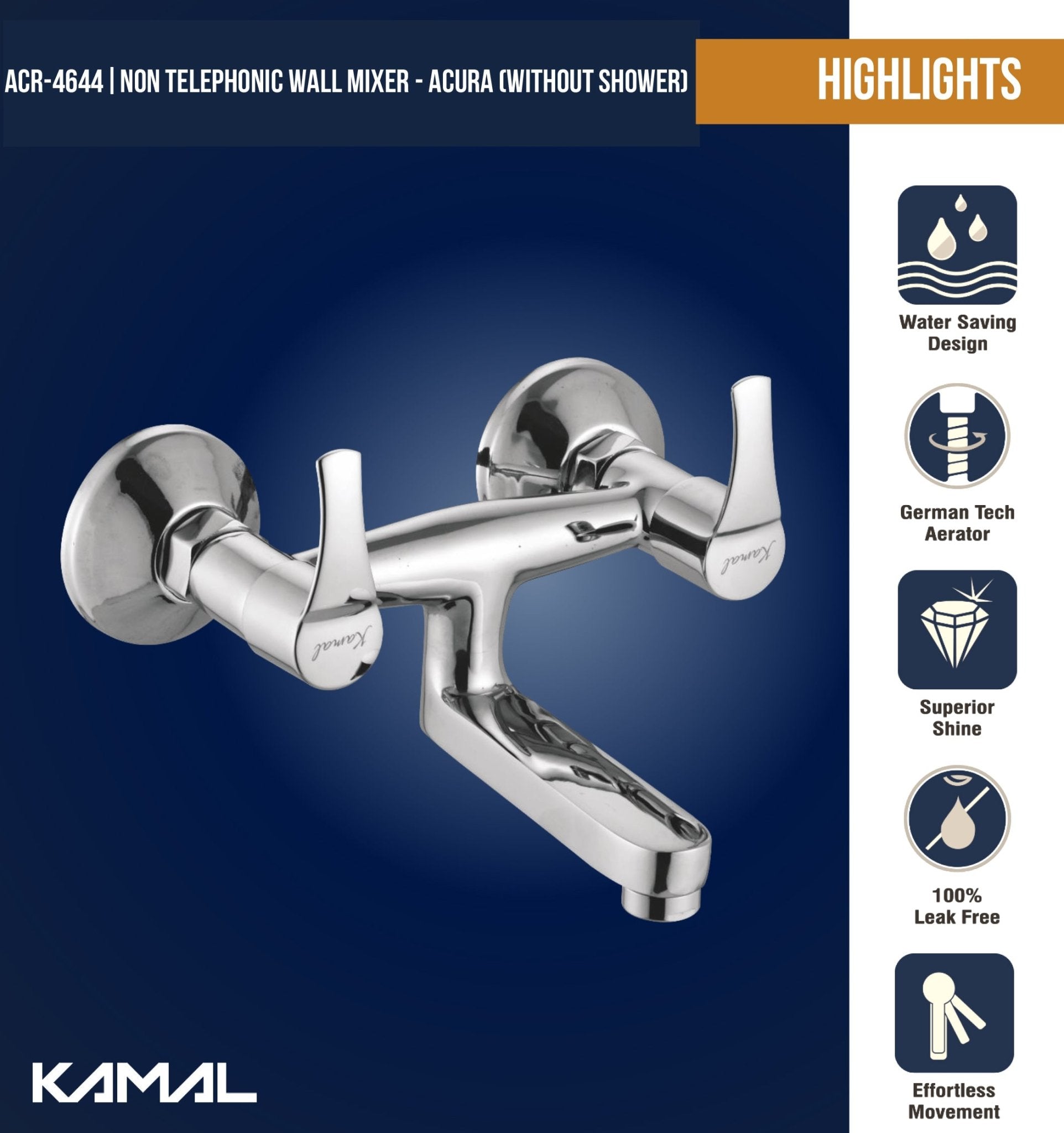 Acura Non - Telephonic Wall Mixer - by Kamal - Acura - Kamal Bathware