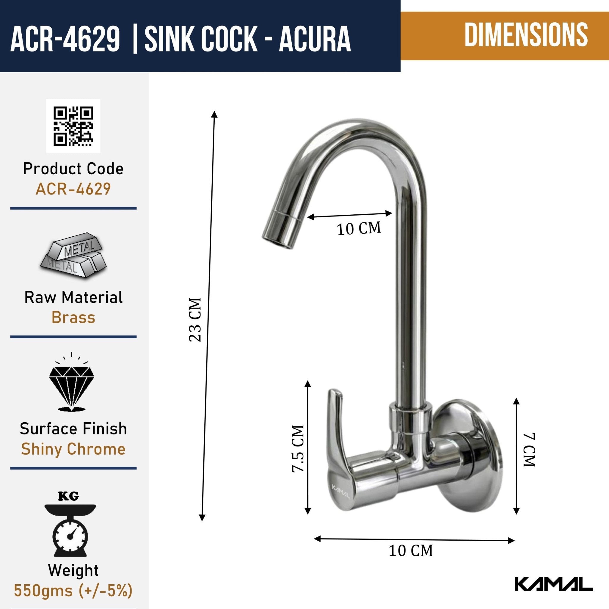 Acura Sink Tap (Full Brass) - by Kamal - Acura - Kamal Bathware