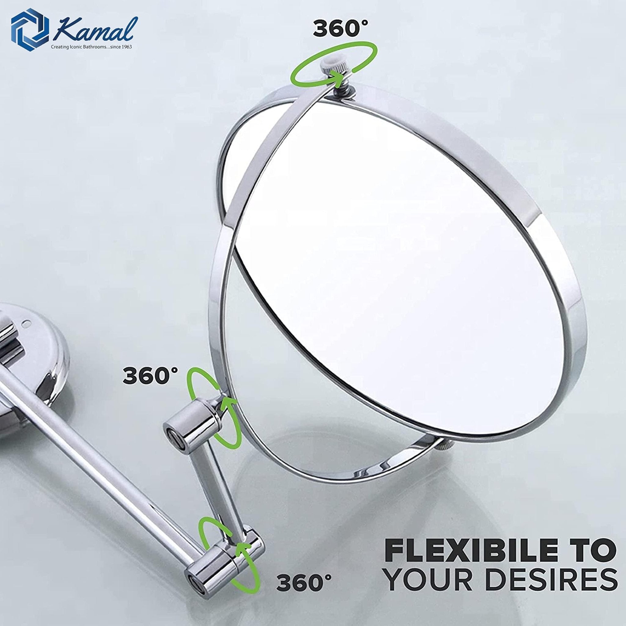 Adjustable Shaving Mirror - Kamal - Mirror - Kamal Bathware