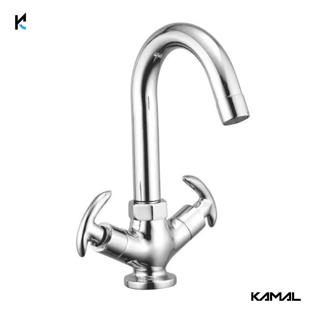 Alto Basin Mixer (Full Brass) - by Kamal - Alto - Kamal Bathware