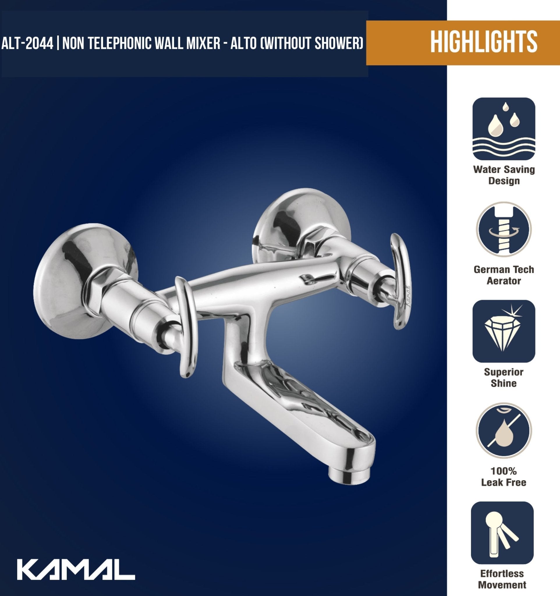 Alto Non - Telephonic Wall Mixer - by Kamal - Alto - Kamal Bathware