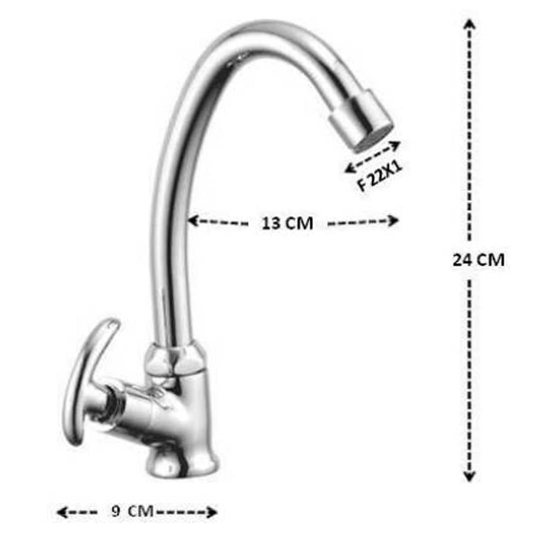 Alto Swan Neck Full Brass Tap (Full Brass) - by Kamal - Alto - Kamal Bathware