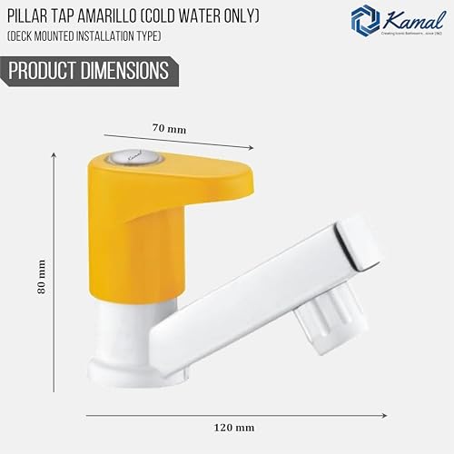 Amarillo Pillar Tap Amarillo (PTMT Plastic) - by Kamal - Kamal Bathware