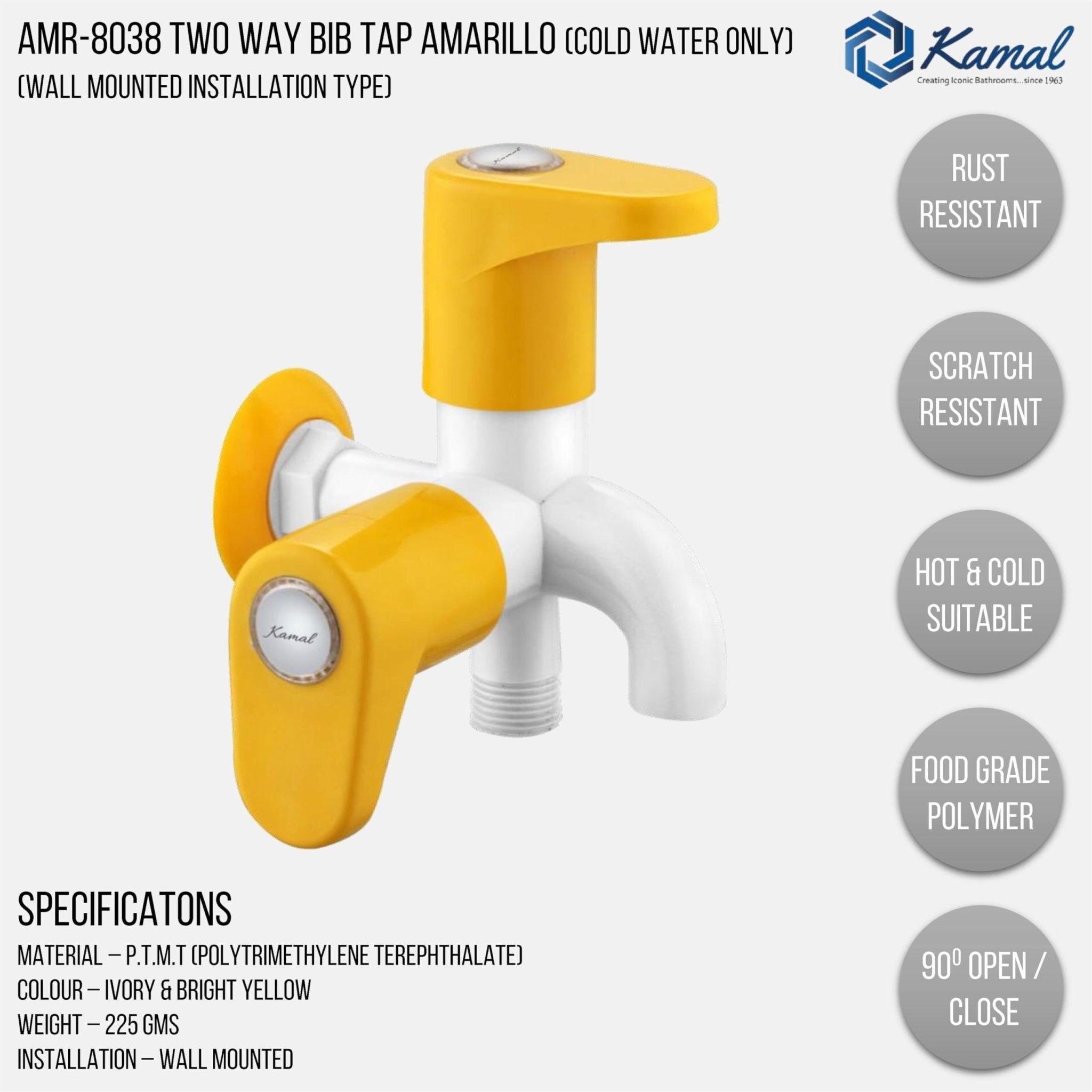 Amarillo Two Way Bib Tap (PTMT Plastic) - By Kamal - Kamal Bathware