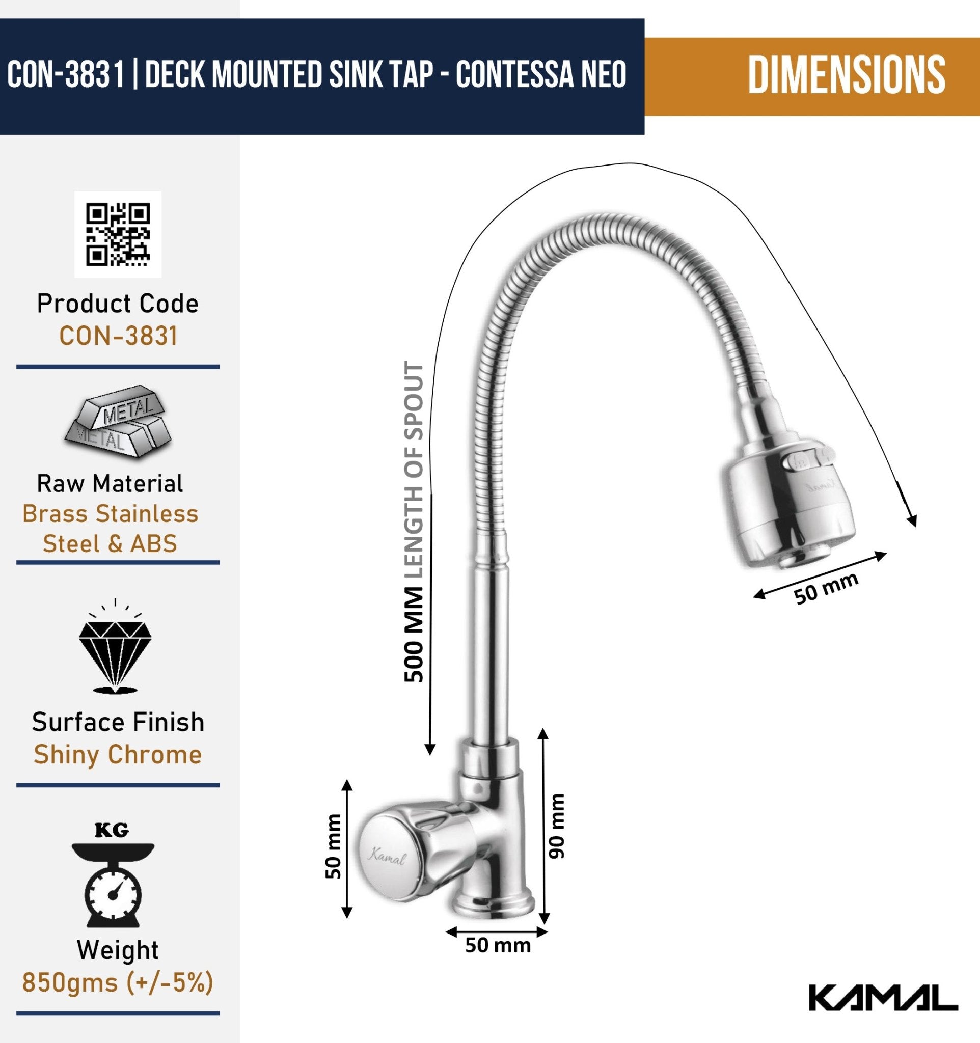 Contessa Neo Dual Flow Heavy Body Sink Tap – by Kamal - Contessa Neo - Kamal Bathware