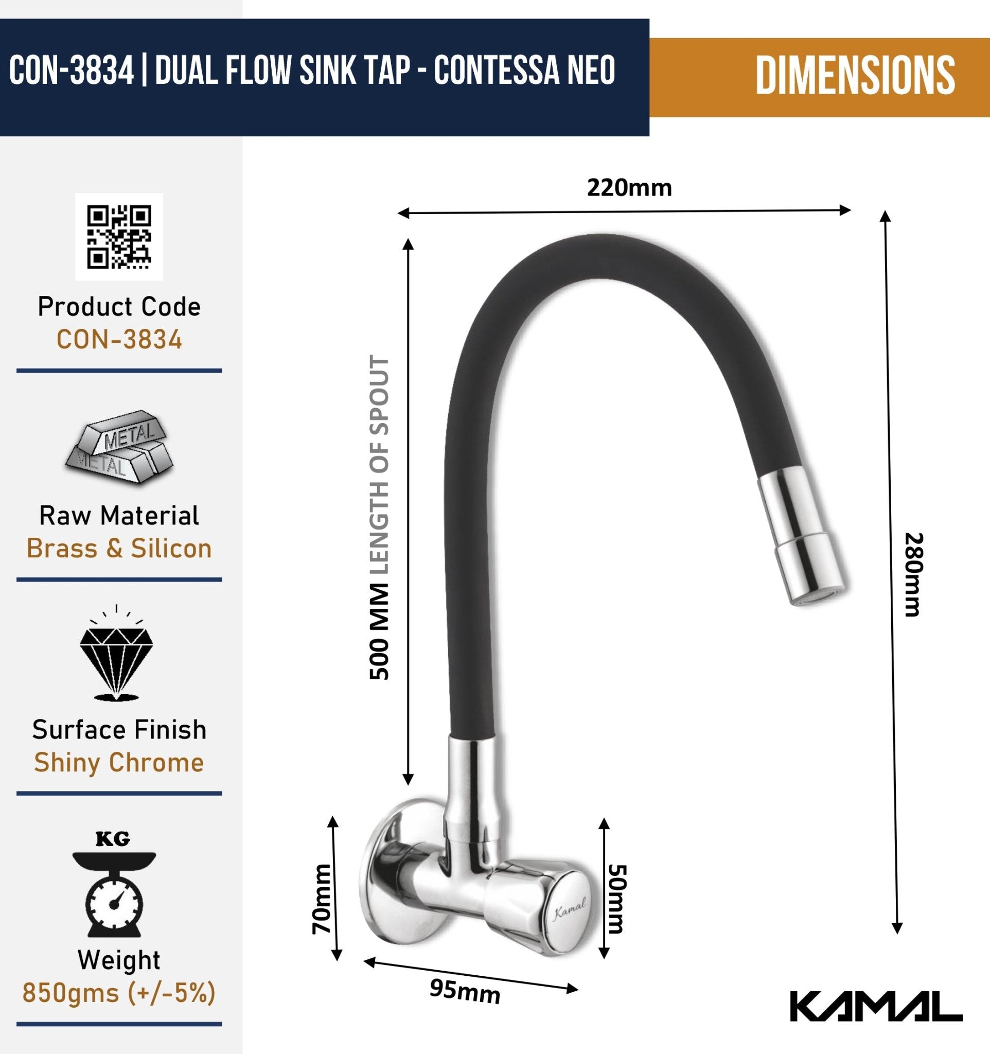 Contessa Neo Dual Flow Sink Tap – by Kamal - Contessa Neo - Kamal Bathware