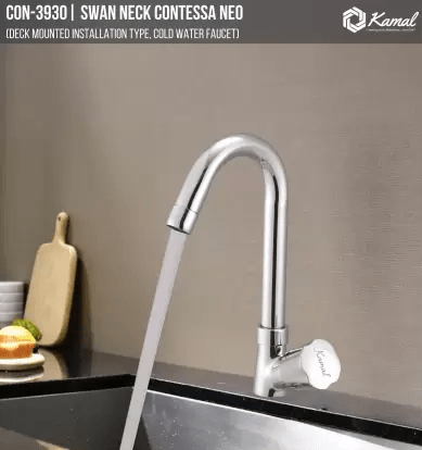 Contessa Neo Swan Neck (Full Brass) - by Kamal - Contessa Neo - Kamal Bathware