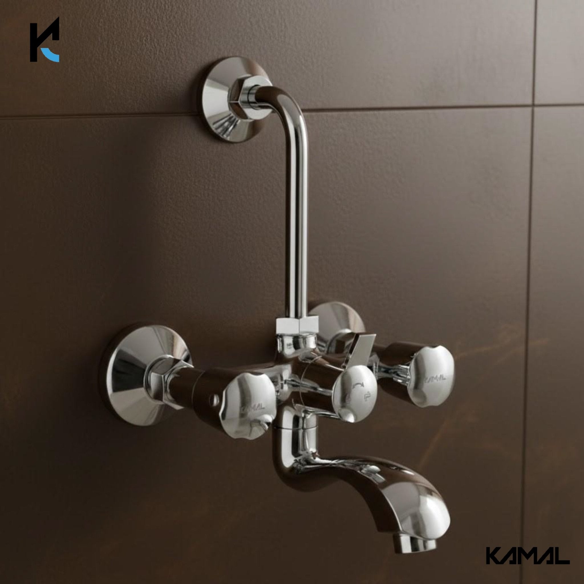 Contessa Neo Wall Mixer with L Bend Pipe (Full Brass) - by Kamal - Contessa Neo - Kamal Bathware