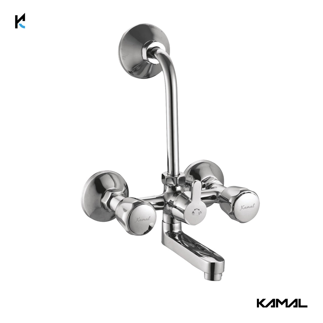 Contessa Wall Mixer with L bend Pipe Admire Spout (Full Brass) - by Kamal - Contessa - Kamal Bathware