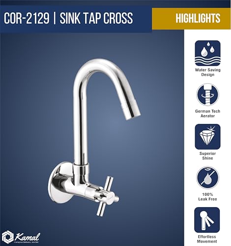 Cross Neo Sink Tap (Full Brass) - by Kamal - Cross Neo - Kamal Bathware